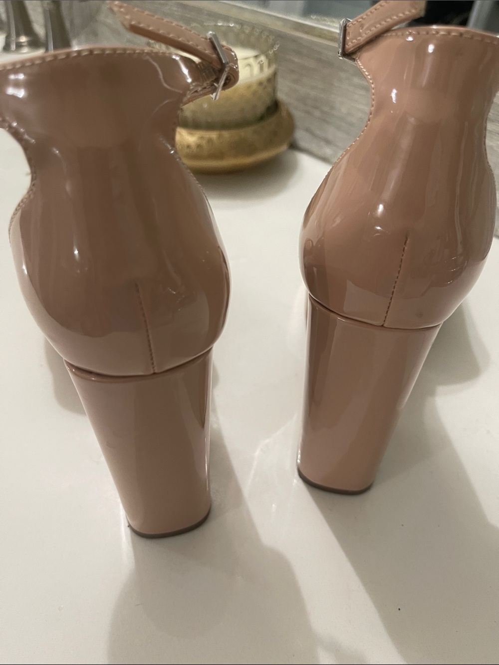 Mix No. 6 Nude Tan  Platform Block Heel Sandals Ankle Strap Sammir sz 6 - Picture 4 of 13